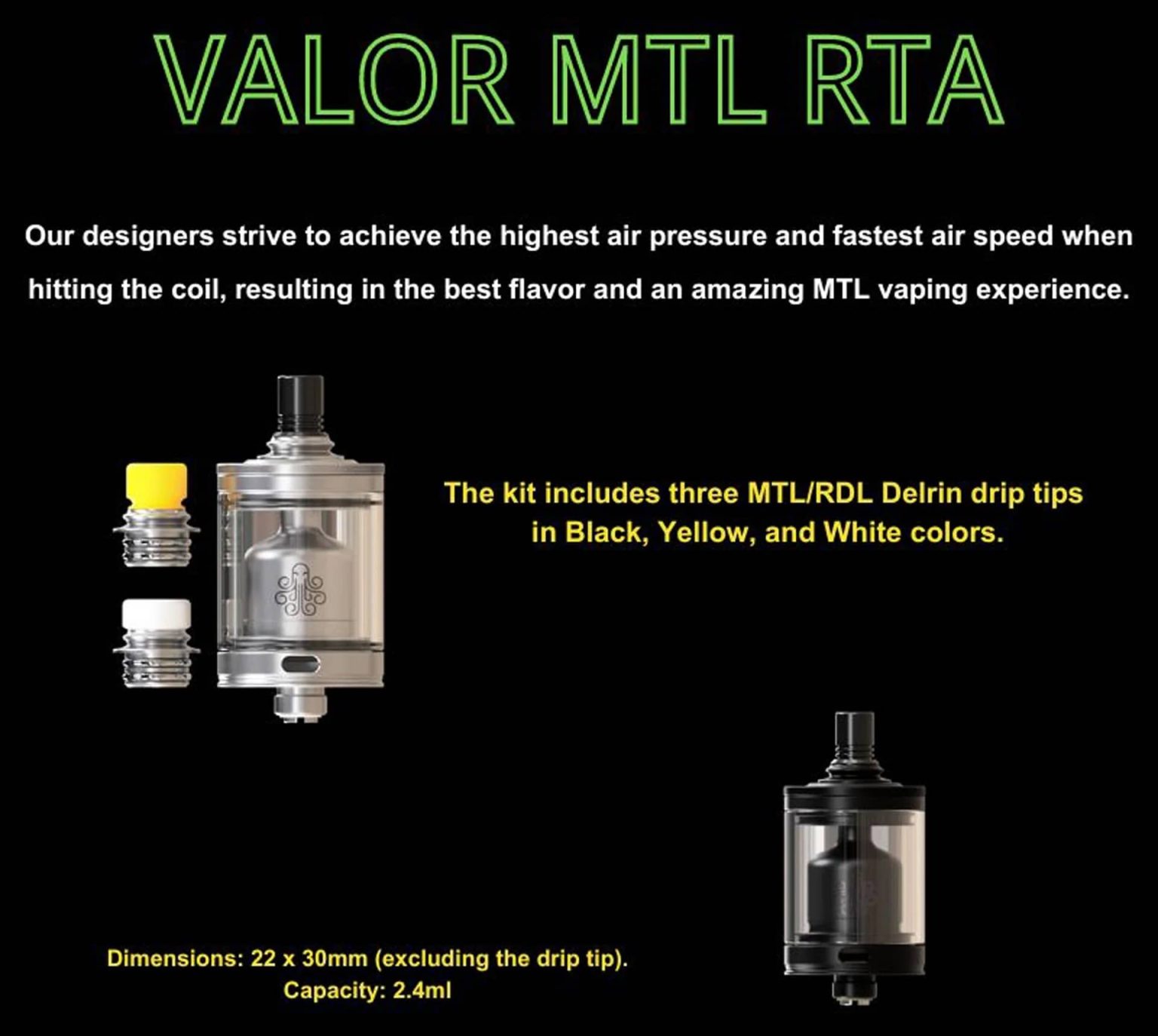Cthulhu Valor MTL RTA 2.4ml 22mm Silver | VaperBG.com